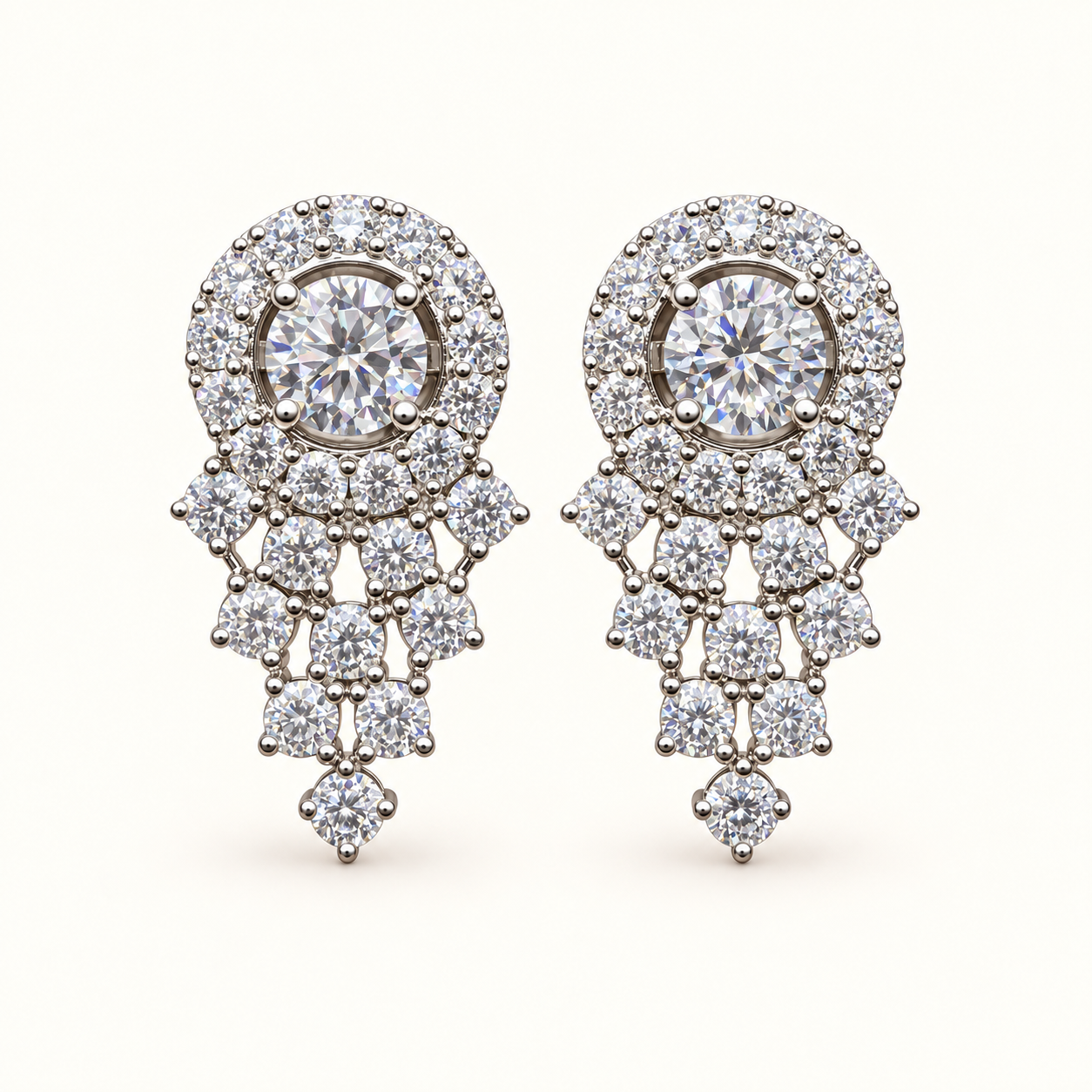 Edited style reference of clear-stone chandelier earrings